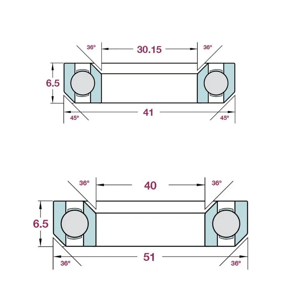 2pcs Bicycle Headset Bearings For Trek Madone Domane Emonda 30.15x40x6.5/ 40x51x6.5mm MTB Road Bike Headset Bearing Repair Parts