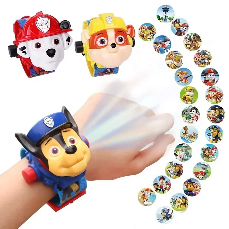 Paw Patrol Toys Set 3D Projection Digital Watch Dog Puppy Patrulla Canina Anime Action Figures Model Toy Marshall Chase Kid Gift