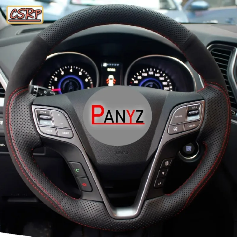 Hand Stitched Sports style leather&suede Car Steering Wheel Cover for Hyundai I40 2011-2019 Braid Steering Cover Accessory