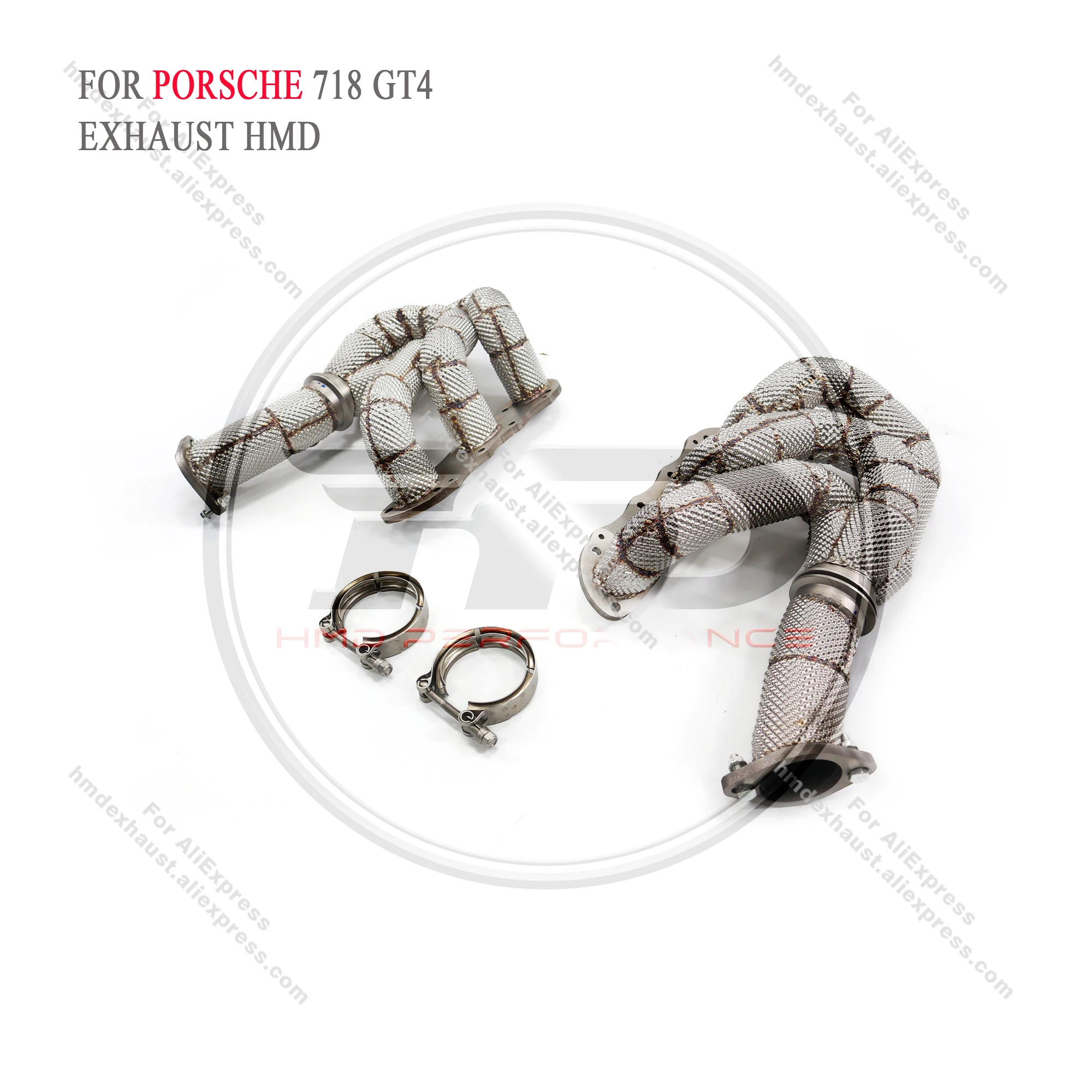 HMD Exhaust System High Flow Performance Headers for Porsche 718 GT4  Manifold With Heat Shield