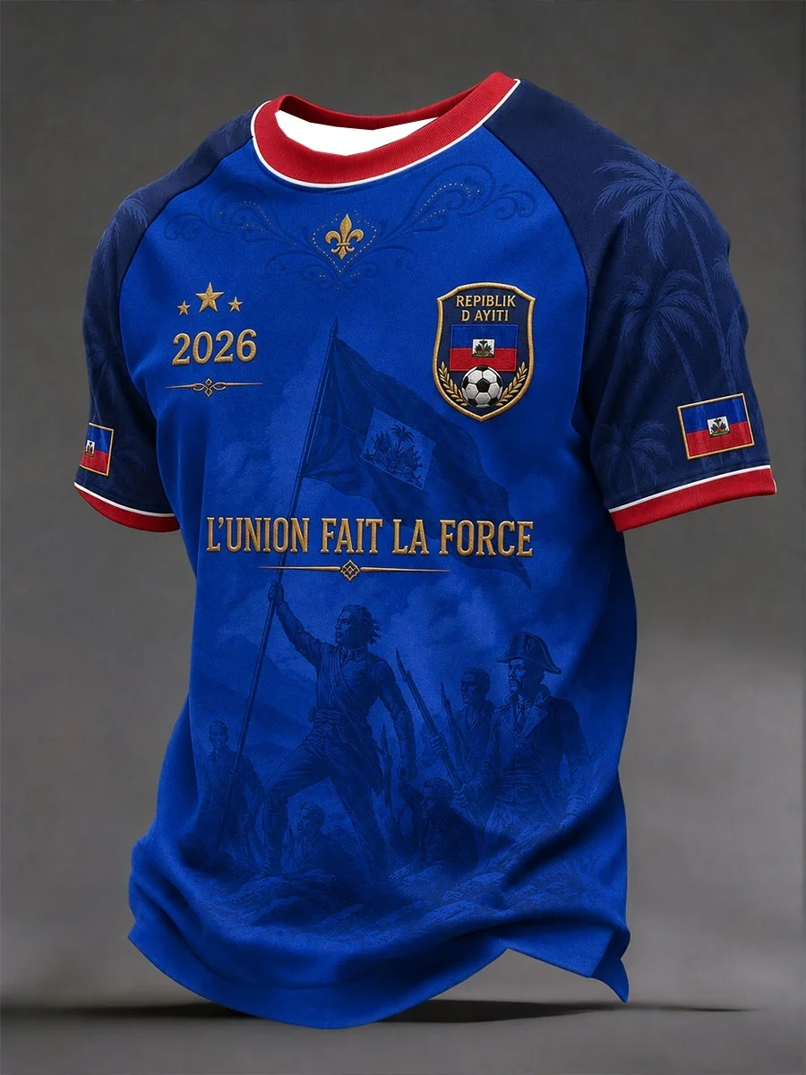 2026 Neues Haiti Nationalmannschaft Fußballtrikot, Fan-Trikot für Sportveranstaltungen, Trainings-T-Shirt, Herren Familien-Partnerlook