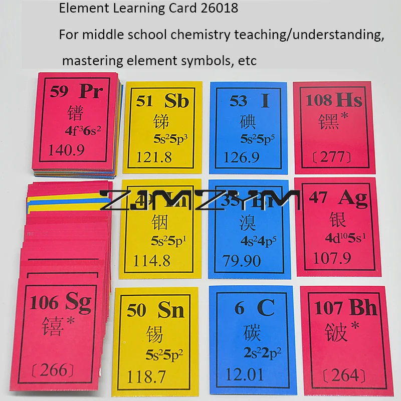 J26018 Symbol pierwiastka chemicznego karta do nauki młodszego sprzętu do eksperymentów chemicznych