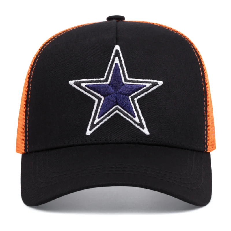 Five-pointed star embroidery men women  trucker hat baseball caps Dallas Shade mesh hat