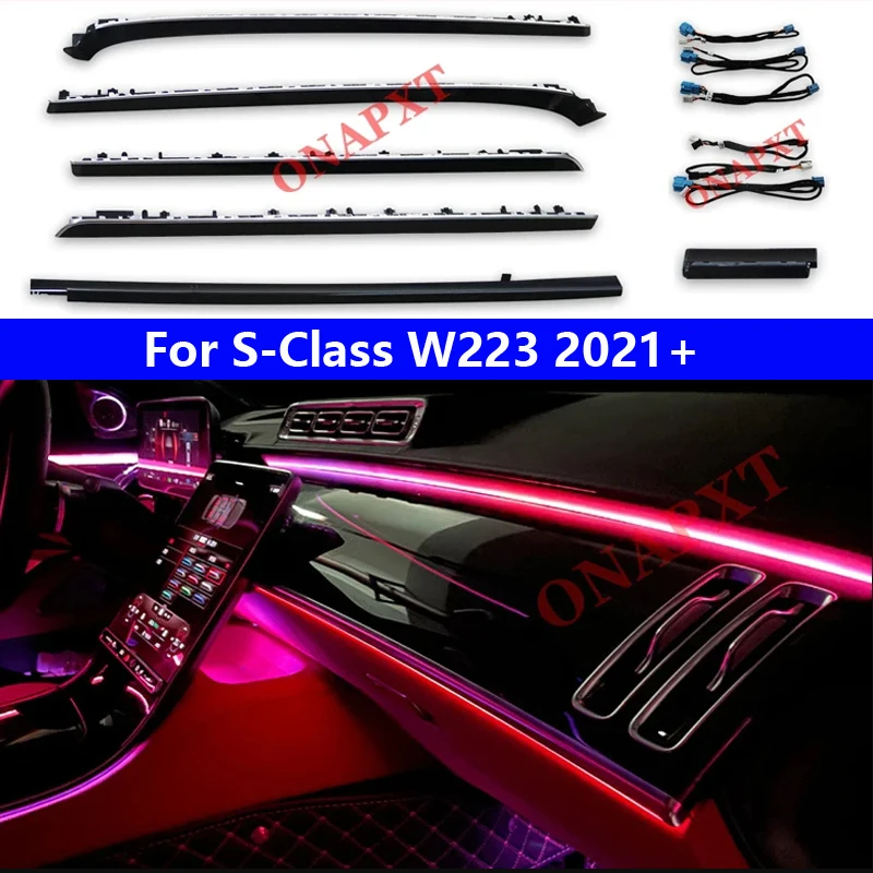 Auto Car For Mercedes-Benz S-Class W223 2021+ LED Active Ambient Light 4D Roating Tweeter Speaker Atmosphere Lamp 64-color