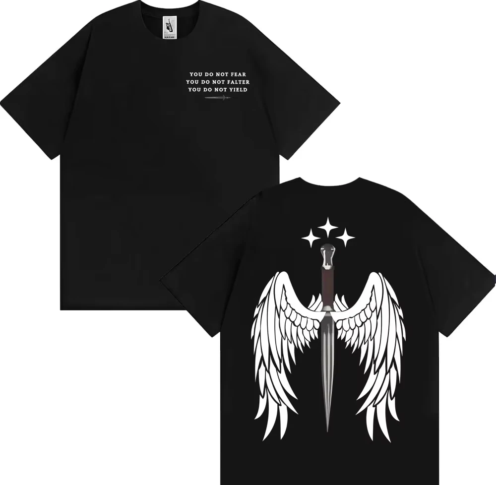 Herrenbekleidung Harajuku Retro Muster T-Shirt Fledermaus Junge Azriel Shadowsinger T-Shirt Herren Sommer Top Kurzarm T-Shirt Goth