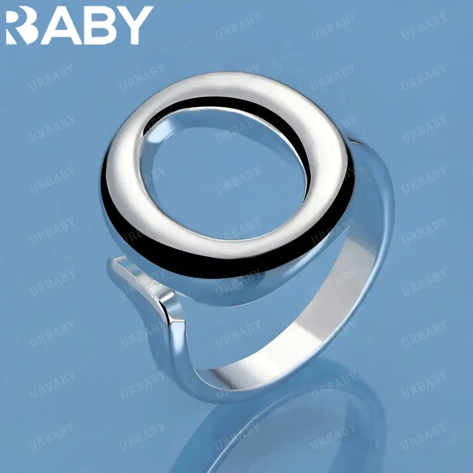 

URBABY 925 Sterling Silver Oval Line Open Ring For Women Men Grace Jewelry Trend Fashionable Birthday Party Gifts