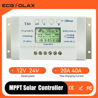 ECGSOLAX MPPT 40A 20A Solar Charge Controller 12V 24V Auto LCD Display PV Regulator Dual Timer Control for Solar Lighting System