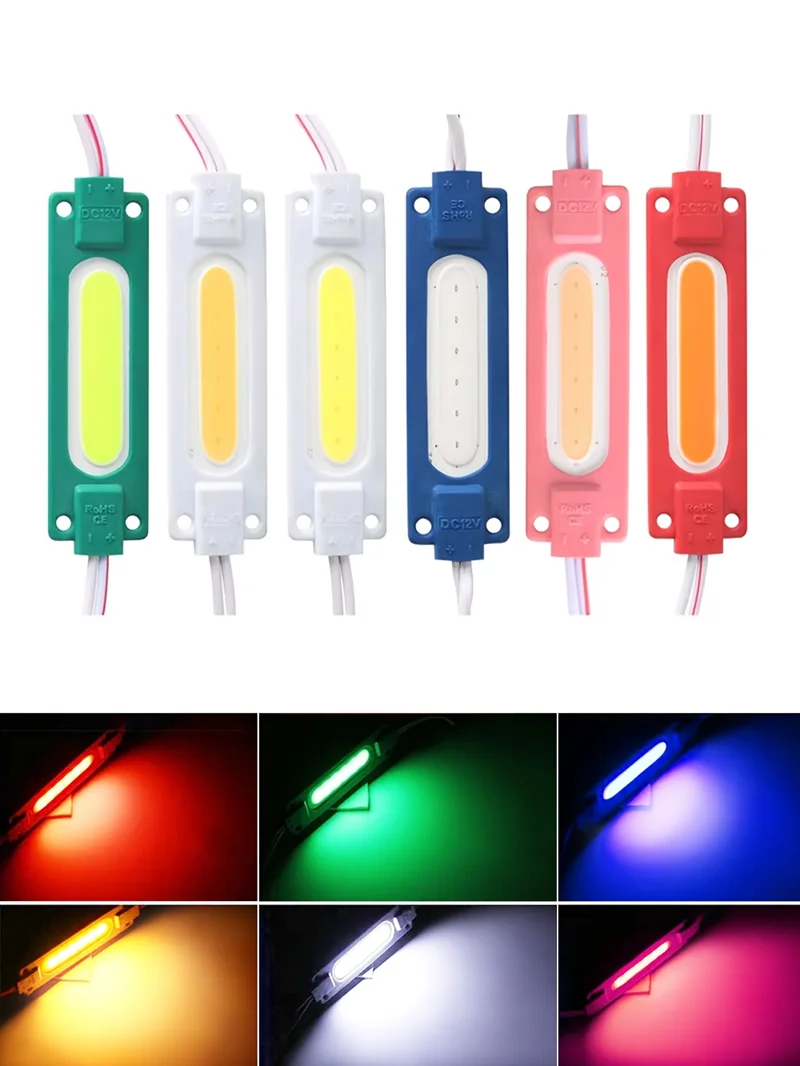 12V COB LED Modules Advertising Luminous Characters Backlight Modules IP65 Waterproof White Red Blue Green Yellow Pink 10 Pieces