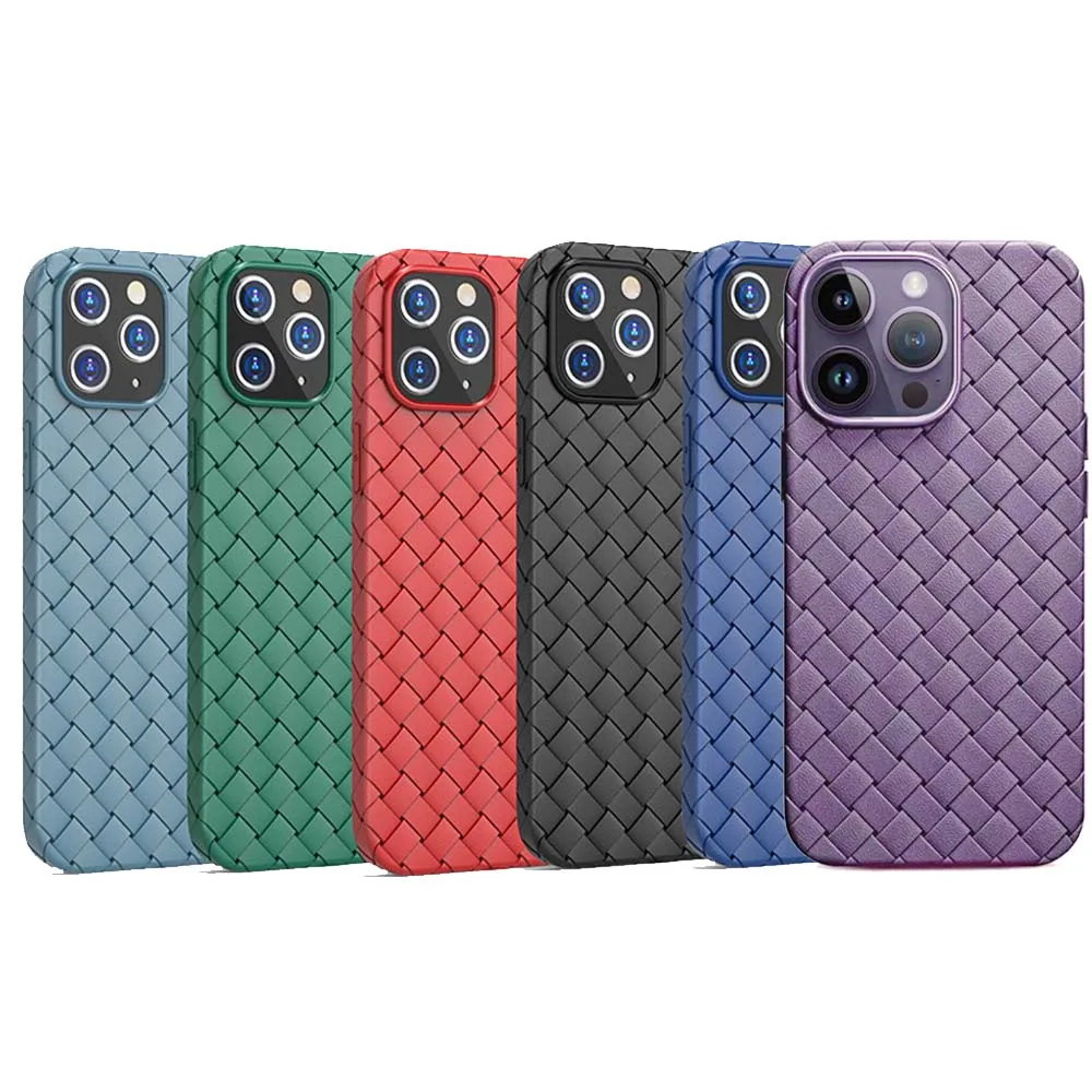 New Design Weave Case For iPhone 16 15 14 13 12 Pro Max Plus Thin  Knit Style Soft Tpu Silicone Cover Skin