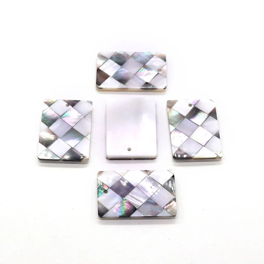 20x30mm Rectangular Color Black Shell Splicing Pendant Natural Mother of Pearl Shell Pendant  DIY Necklace Jewelry Accessories