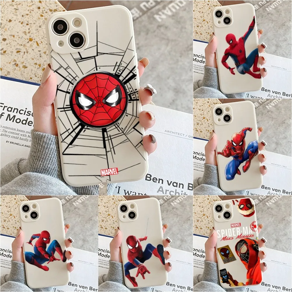 S-Spider-Man Miles Phone Case For Iphone 11 13 14 Pro Max X Xr Xs Max Se2020 12mini White Cover Case