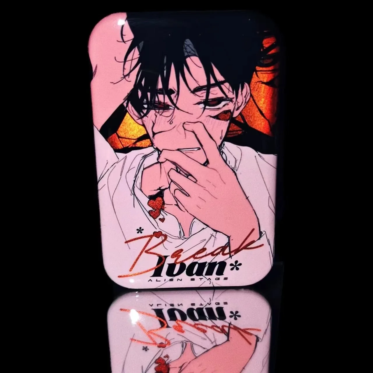 Окружение сцены инопланетянина, светоотражающий квадратный значок с барами, домашнее украшение из проса, брошь, орнамент, подарок на день рождения