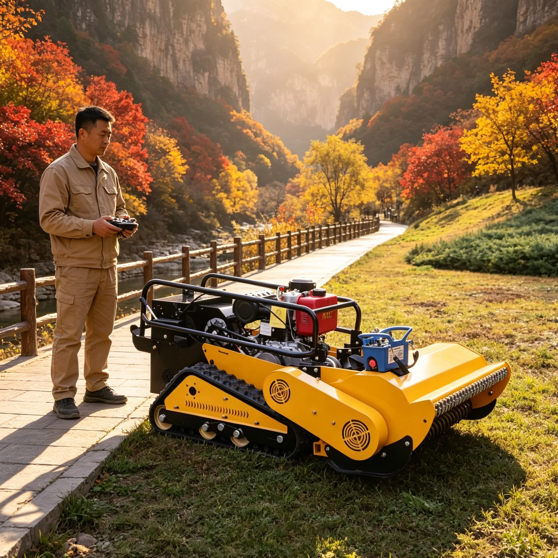 Customized 800SPro zero‑turn tracked lawn mower with strong single‑cylinder four‑stroke engine, wireless remote control works