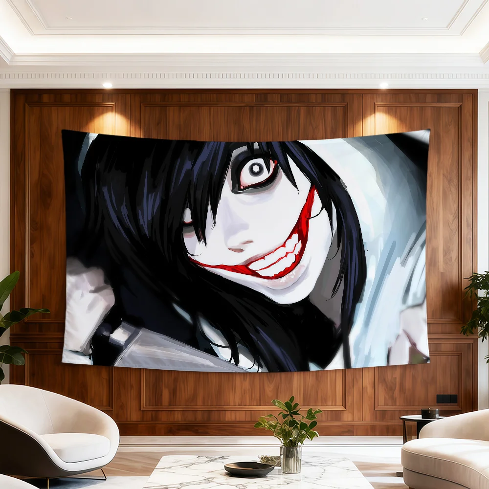 Cartoon Jeff The Killer Flagge für Zimmer, Wohnheim, Party, Hogar, Nachttisch, Wohnzimmer, Wandbehang, Gartendekoration, Banner, Geschenk – Detail 5