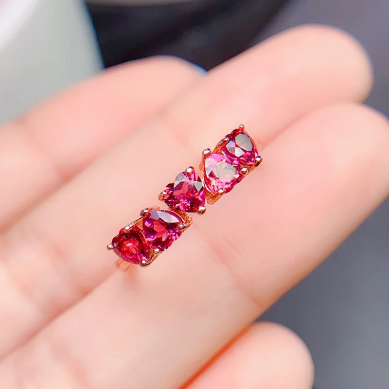 Natural Garnet ring for women silver 925 jewelry luxury gem stones 18k gold plated free shiping items Party Gift