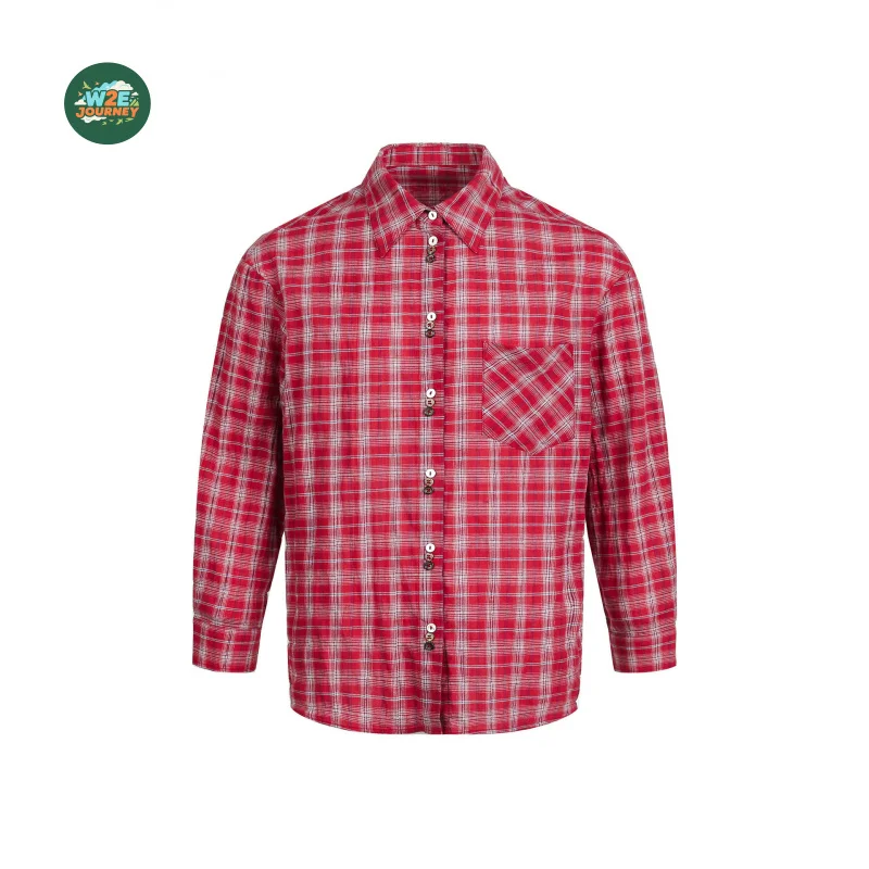 

W2EJOURNEY ЕС, США, размер, высокое качество, осенняя трендовая клетчатая рубашка, мужская рубашка с длинным рукавом, весенне-осенняя винтажная рубашка, куртка