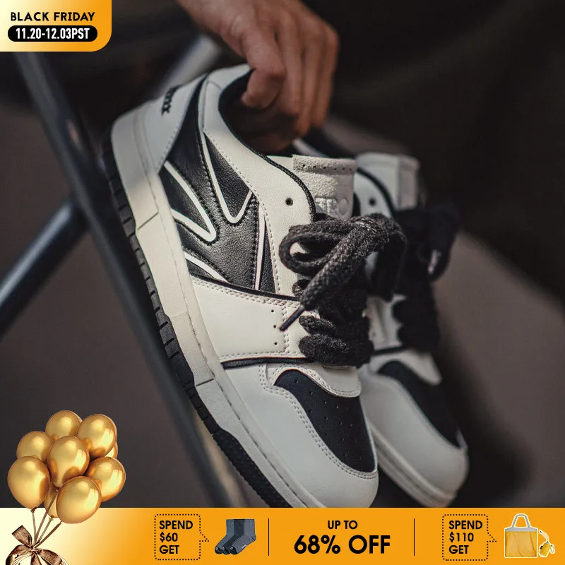 

Maden Black and White Splicing Plate Shoes for Men Versatile Breathable Sports Casual Shoes Low-top Rubber Sole Mens Sneakers