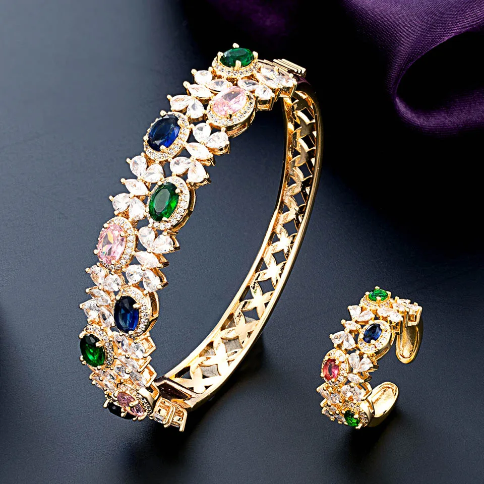 Zlxgirl Luxury Trendy Saudi Arabia Bangle And Ring Jewelry se For Women Wedding Party Indian Dubai brincos para as mulheres 2023