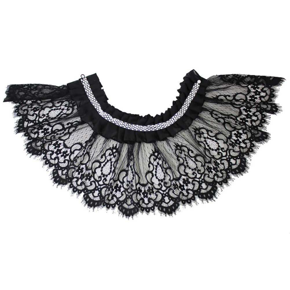 

Beaded Lace Embellished Collar Beautiful Corsage Exquisite Hollow Neckline Clothes Fake Collar (Black)