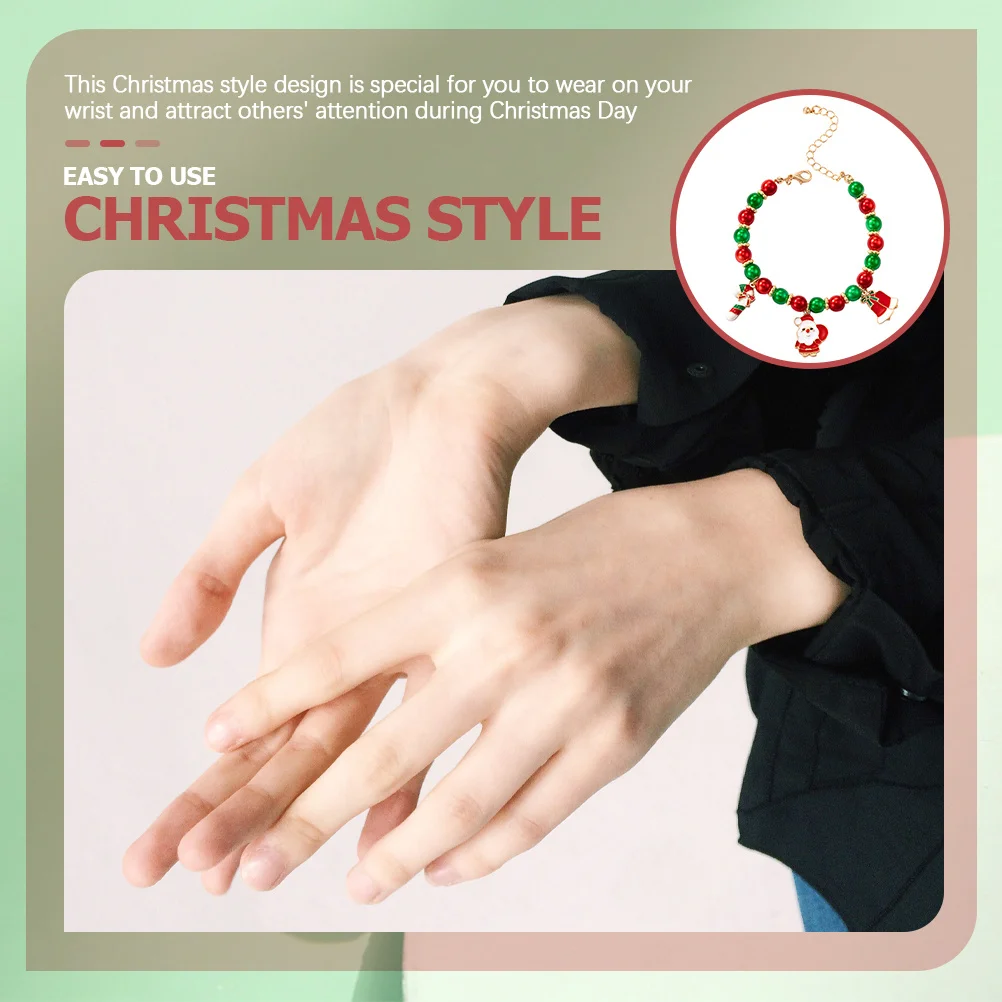 

Pendant Charm Christmas Bracelets Beaded Adjustable Wrist Jewelry for Women Holiday Party Christmas Jewelry for Women