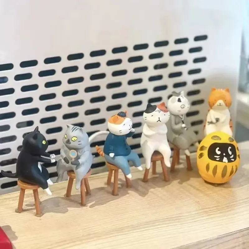 

Anime Figure Fortune Telling Cat Blind Box Cute Cat Action Figure With Stool Kawaii Desk Decor Collectible Gift Surprise Gift