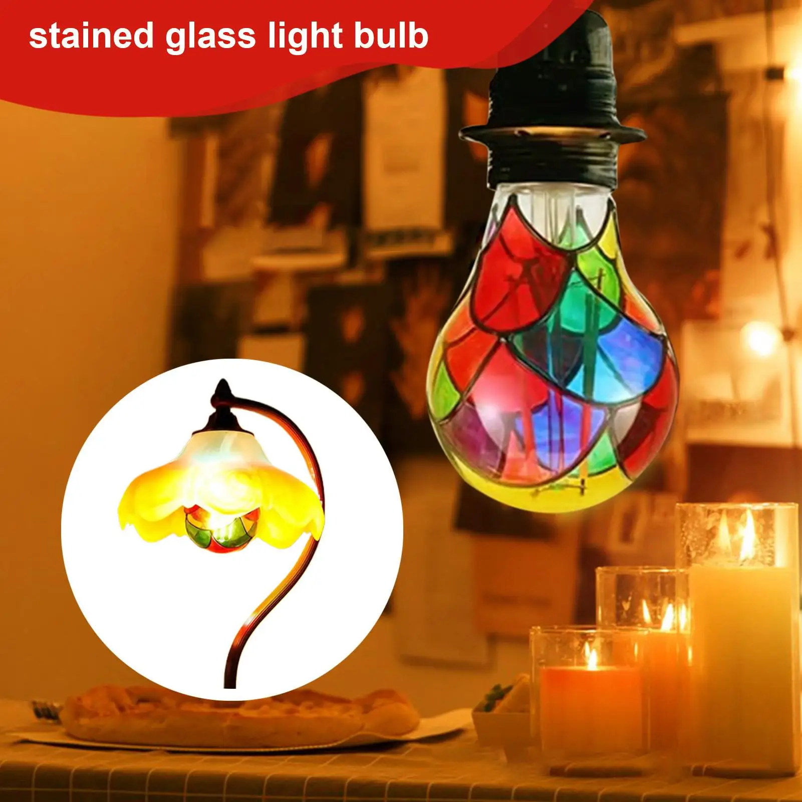الزجاج الملون ضوء لمبة E26 قاعدة 6 واط LED خمر اديسون لمبة الإضاءة الملونة للمنزل حديقة شرفة بار مقهى مطعم ديكور #3