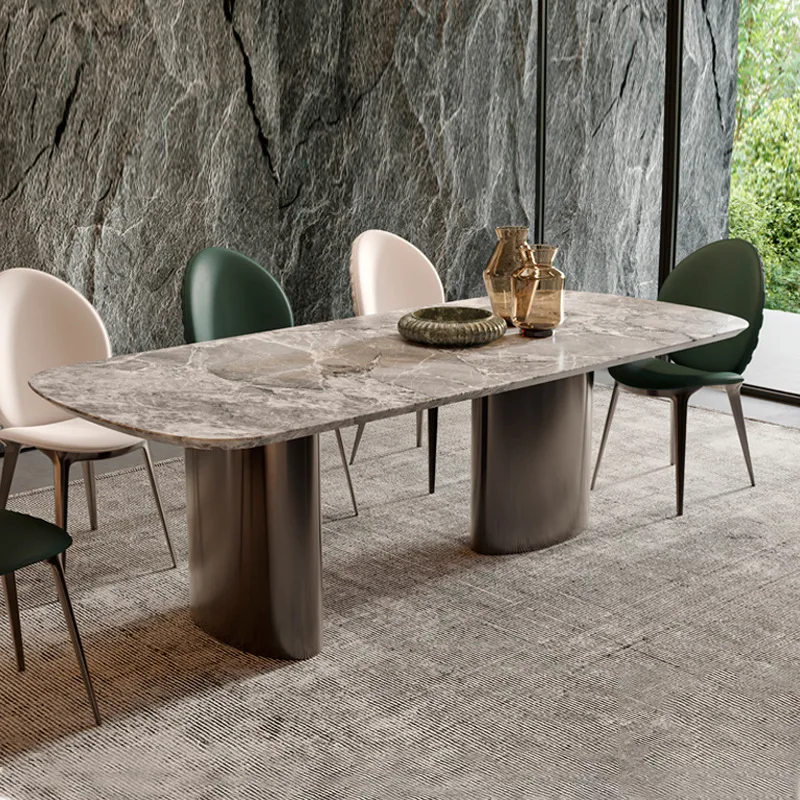 Minimalist dining table Modern minimalist natural marble dining table