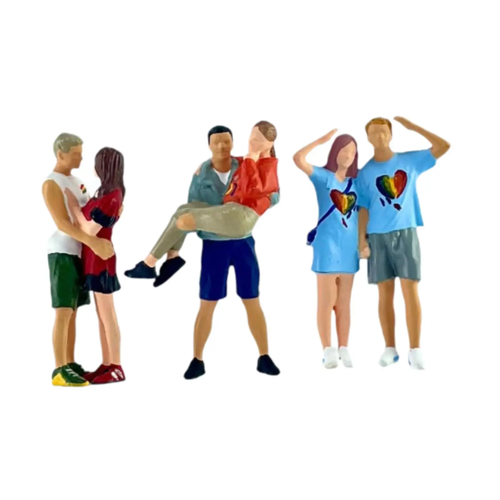 

People Figurines Painted Figures 1/64 Scale Landscape Decor Desktop Ornament Mini Models Diorama Figures for Family Friends