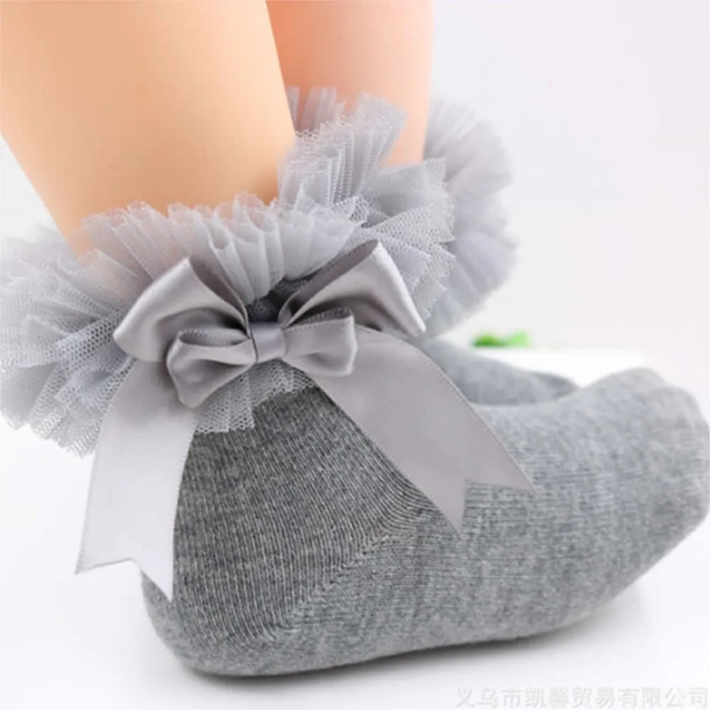 신생아 아기 양말 편안한 공주 베이비 레이스 양말 콤비네이션 코튼 걸스 baby Bowknot Infant Ruffled Knitting socks