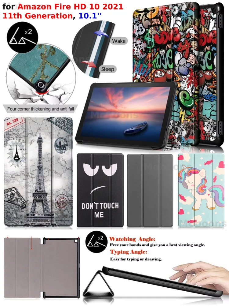 Pokrowiec na tablet Amazon Fire HD 10 Case 2021 11th Gen 10.1'' HD10 Plus Sleep/Wake Shockproof PU Leather Kindle Fire Tablet Funda — zdjęcie produktu 7