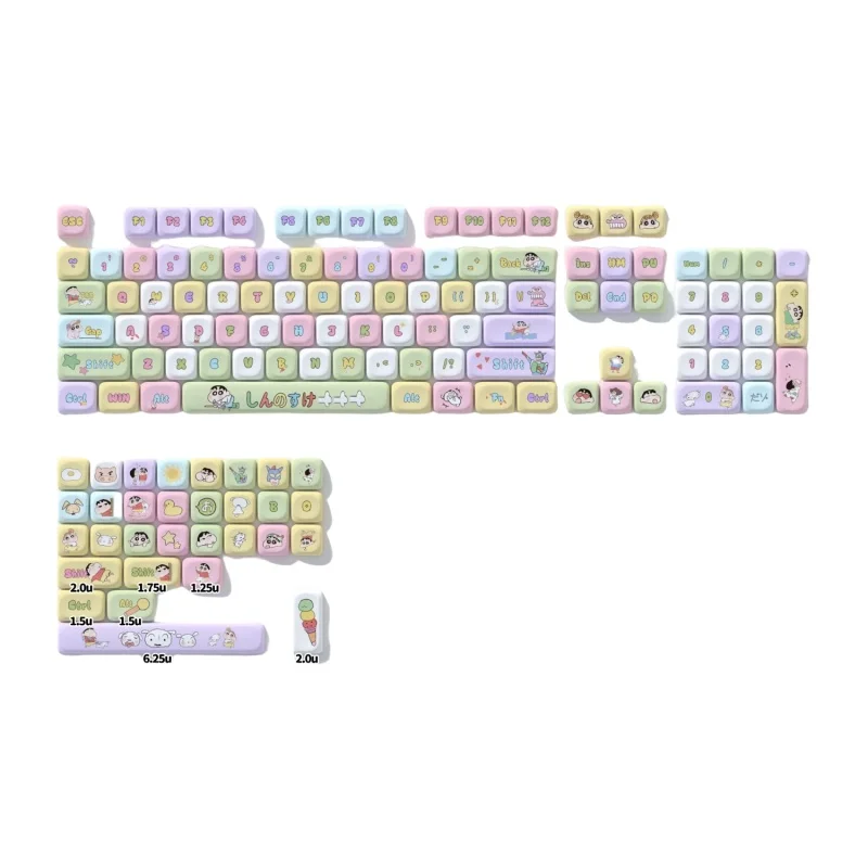 Imagem -05 - Crayon Shinchan Anime Tema Keycaps Keycaps Periféricos Lua Perfil Cereja Pbt Hot Sublimation Teclado Mecânico 135key