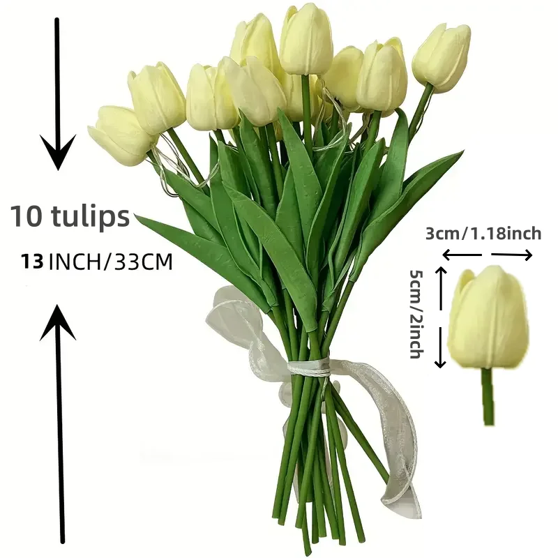 5-teilige Tulpen mit LED-Licht, künstliche Tulpenblumen, Tischlampe, Simulation Tulpenstrauß, Nachtlicht, Geschenke für Heimdekoration – Detail 4