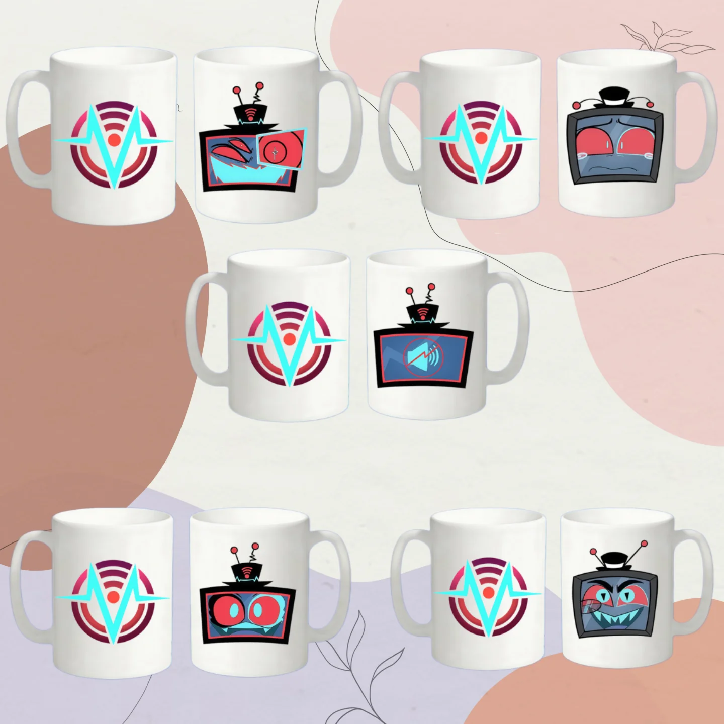 

Ceramics Breakfast Milk Coffee Cup Anime Character Collection Peripheral for Hazbin Hotel Vox Cute Image Exquisite Gifts