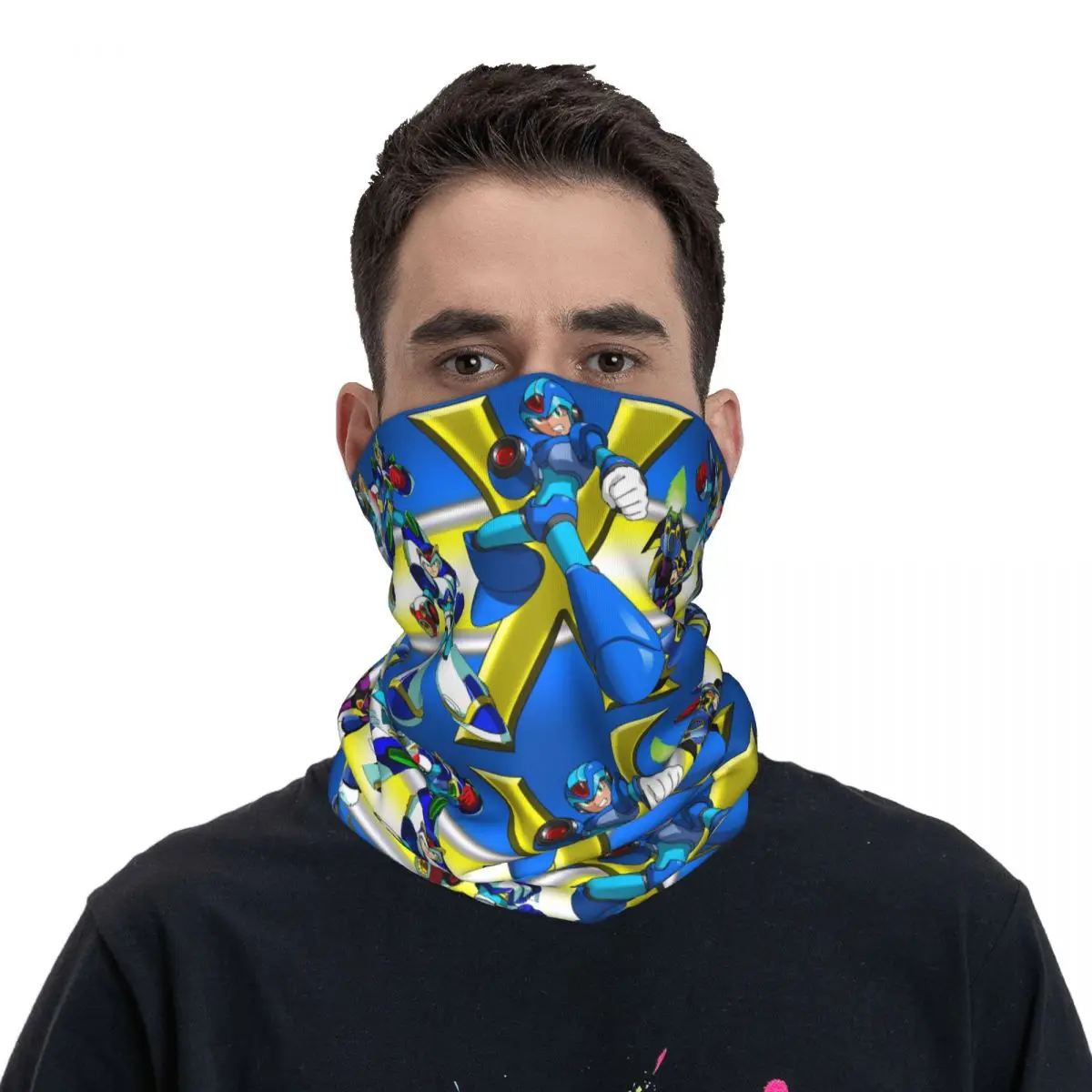 Megaman-Bandana con estampado de Mega Man para adultos, pañuelo multifunción para el cuello, mascarilla transpirable para senderismo y Pesca