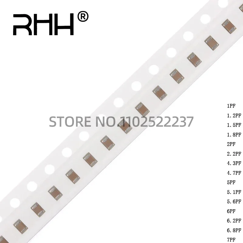 100pcs/SMD/Chip ceramic capacitor 0805 1PF 1.2PF 1.5PF 1.8PF 2PF 2.2PF 4.3PF 4.7PF 5PF 5.1PF 5.6PF 6PF 6.2PF 6.8PF 7PF 50V 5%