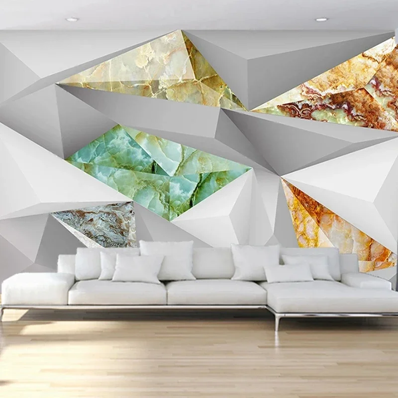 Custom Photo Mural 3D Stereoscopic Wallpaper For Walls Geometric Triangle Pattern Living Room Decoration Painting Wall Coverings