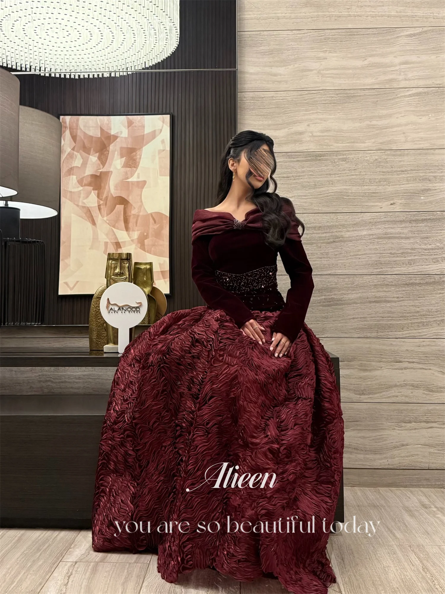 Aileen Maßgeschneiderte luxuriöse Damen-Abendkleider für besondere Anlässe, Vestidos De Festa, elegante Partykleider 2025, Burgunderrot