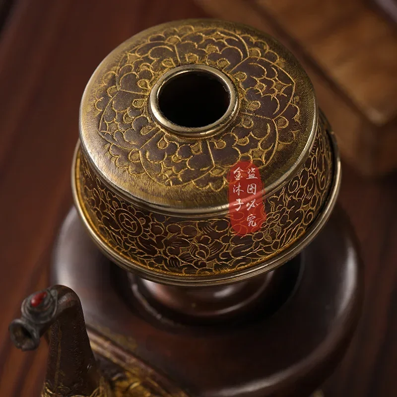 b30 handmade red copper, red copper products, hand-carved gilt water bottle filling magic tool