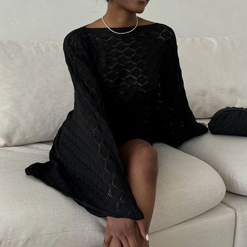 

Fashion O-neck Knitted Tops&Pants Sets Spring Summer New Flare Sleeve Loose Commute Sets Women High Waist Shorts Two Piece Sets