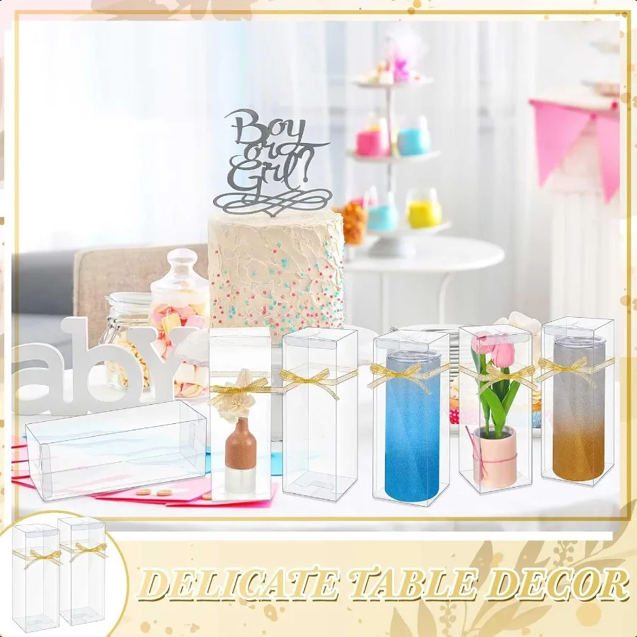 50 Stück Becher-Geschenkboxen, transparente Becher-Verpackungsbox mit Band für Sublimationsbecher, kompatibel mit Stanley 11oz 12oz 15oz