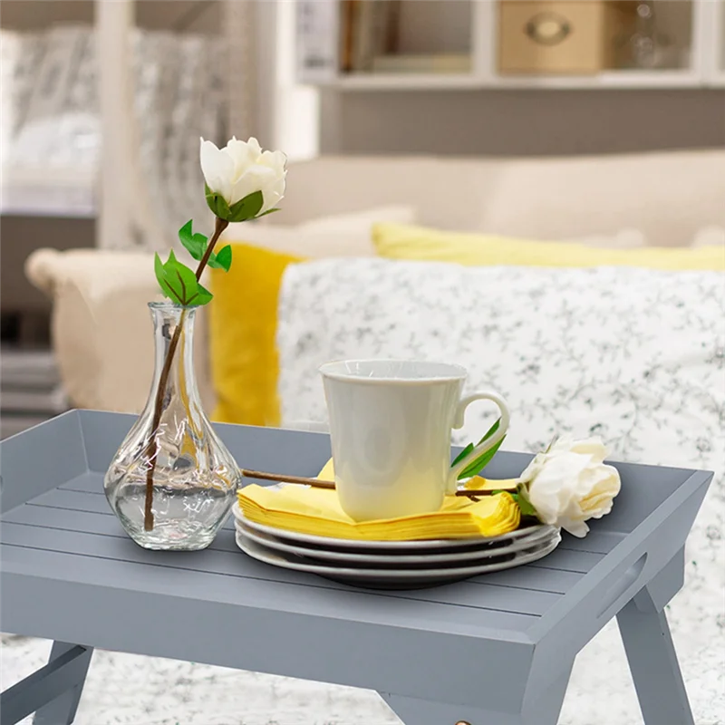 A55F-طاولة قابلة للطي في الهواء الطلق، سرير خشبي كسول للكمبيوتر المحمول طاولة صغيرة، صينية التخييم نزهة مكتب سميك محمول