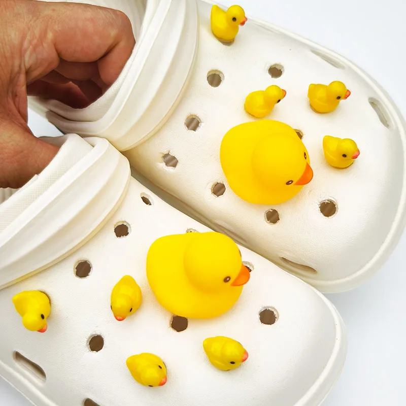 5/10pcs Set Cute Big and Small Yellow Duck Shoes Charm Shoe Decoration Sandals DIY Accessories