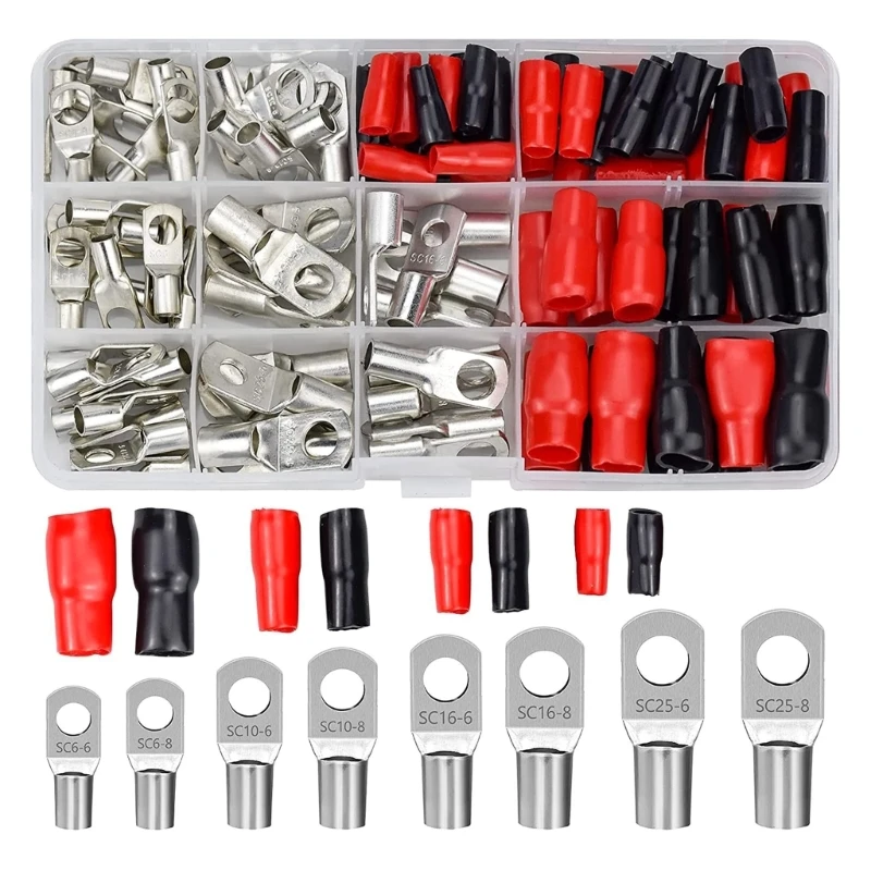 28GF 120pcs Tube Wire Connectors Set Tube Cable Lugs set for Various Wiring Need