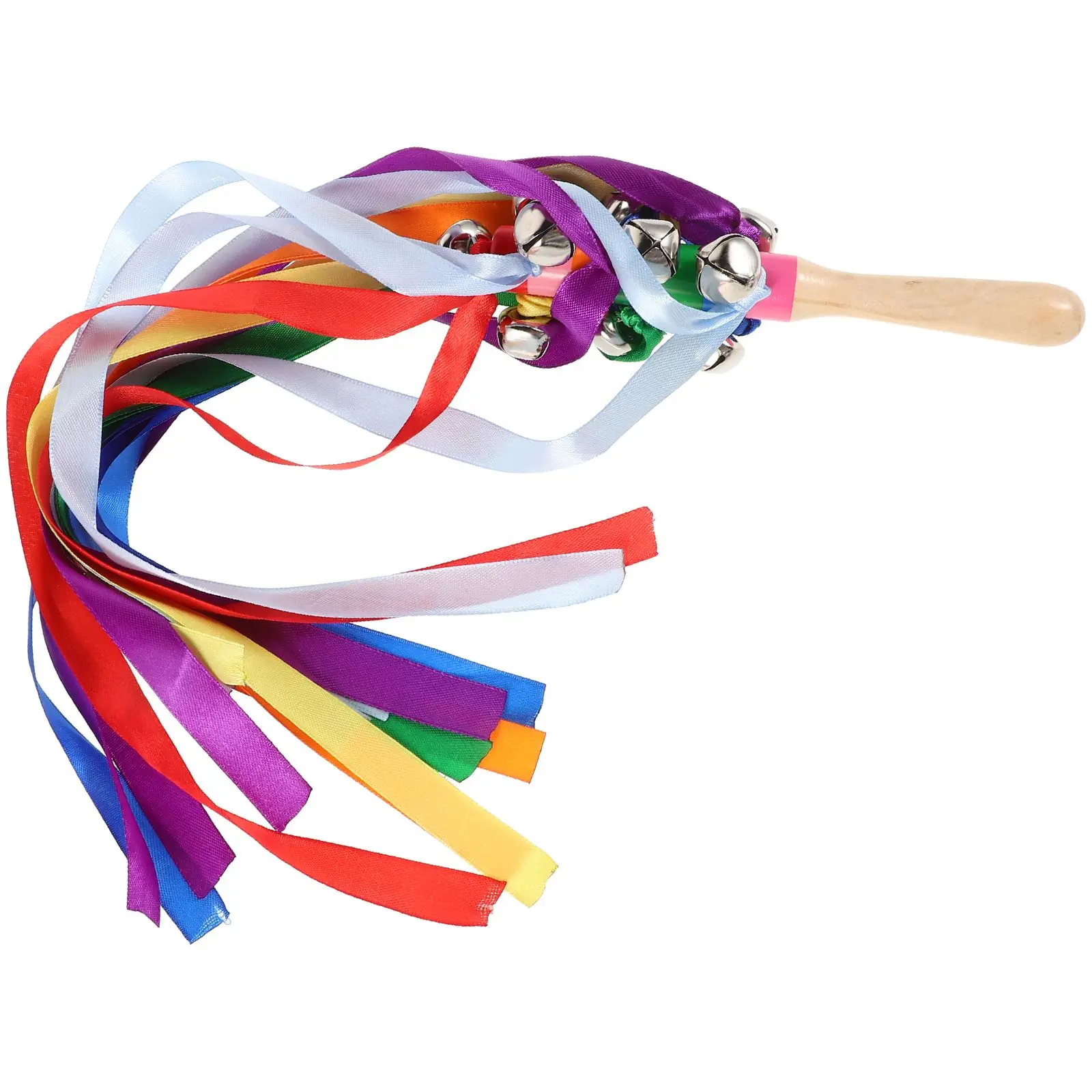 

Rainbow Ribbon Sticks Kids Gymnastics Toys Dancing Ribbons Spiral W Montessori Rattle Bell Streamer Twirling Music