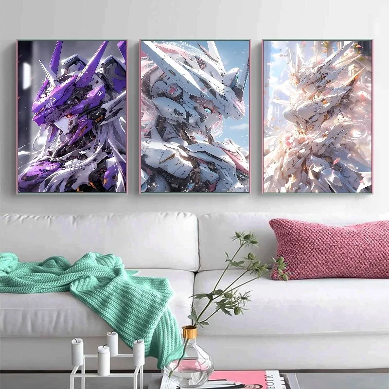 BANDAI Anime Mobile Suit Gundam Canvas poster Star Moving Wind Spirit New Free Flying Wing  Action Wall Art Picture Home Decor