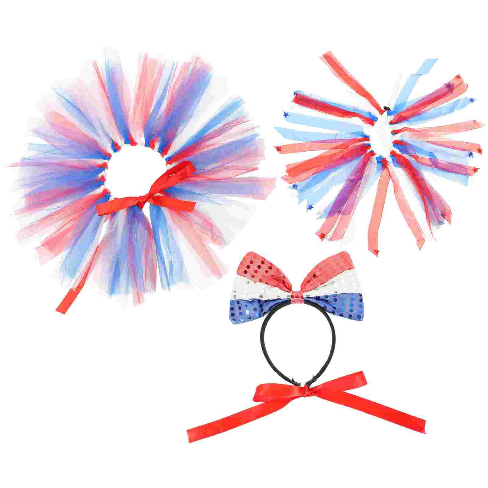 Dog Bowtie Headband Fourth of July Pet Decorations Clothing Small Collar Independence Day Garment Outfit