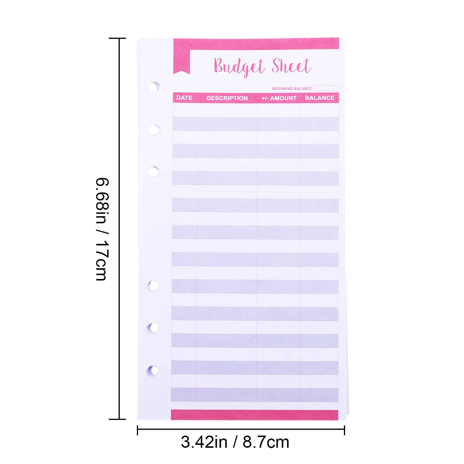 Orçamento Card Binder Sheets, Money Organizer, Tracker Wallet, Papel para uso comercial, Double Offset Planner, Consumo de dinheiro, 20 pcs