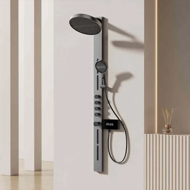 Wall Hotel Thermostatic Shower Set Led Screen Digital Display Temperature Shower Panel Stainless Steel Shower System Panel Set