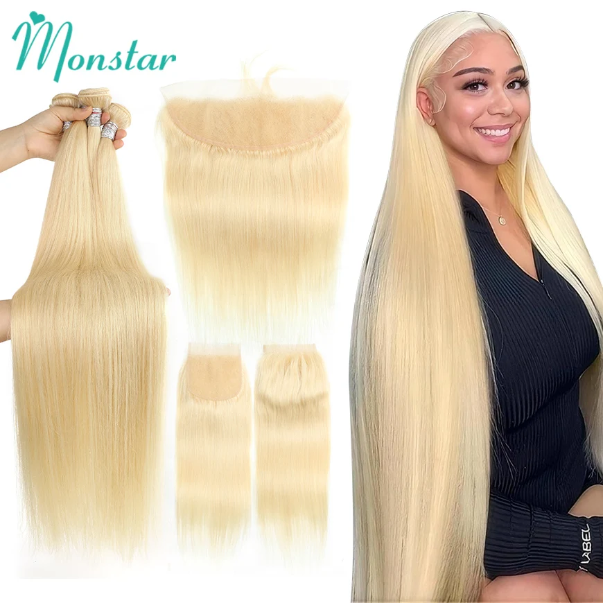 13x6 13x4 613 HD Lace Frontal with Bundles Human Hair 5x5 4x4 HD Blonde Lace Closure Brazilian Straight Hair Extension for Women