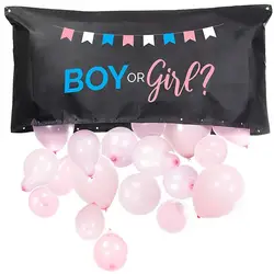 Gender Reveal Balloon Drop Bag borsa per palloncini per ragazzi e ragazze He Or She borsa per palloncini nera puntelli per feste di compleanno per bambini